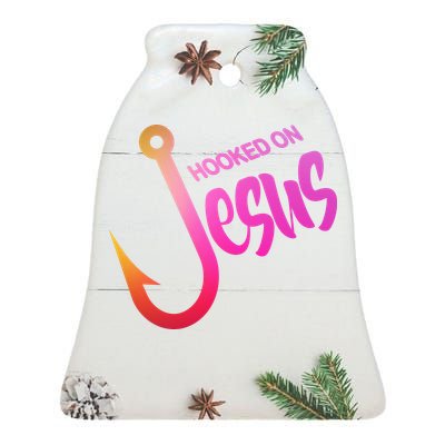 Hooked On Jesus Fish Hook Ceramic Bell Ornament