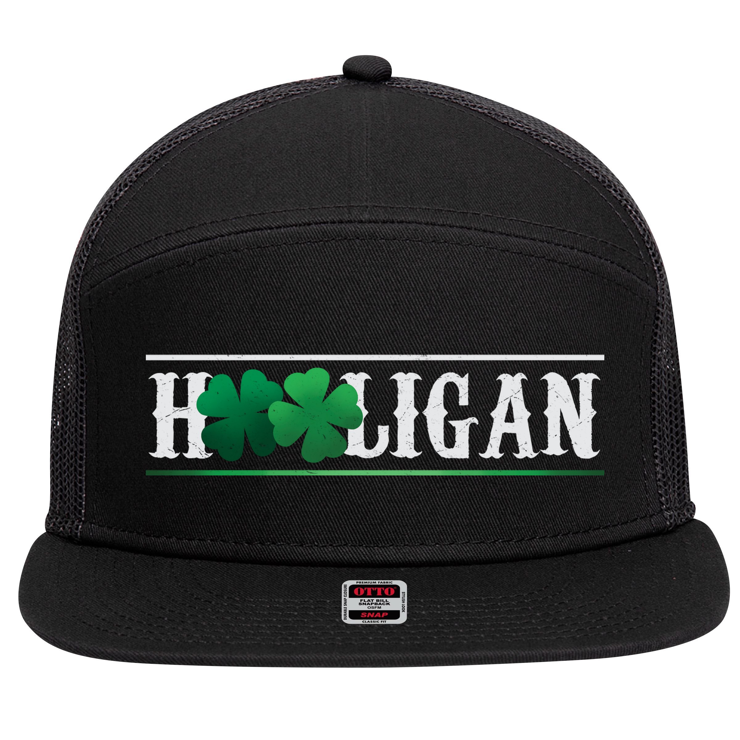Hooligan Irish Clover St. Patrick's Day 7 Panel Mesh Trucker Snapback Hat