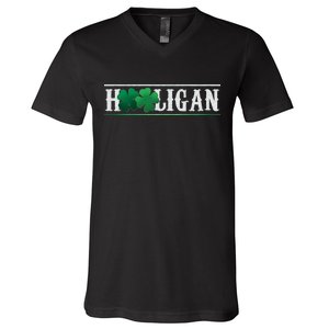 Hooligan Irish Clover St. Patrick's Day V-Neck T-Shirt