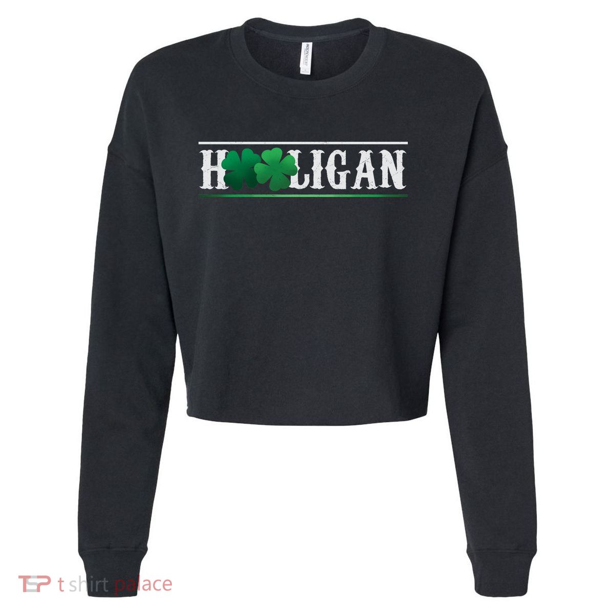 Hooligan Irish Clover St. Patrick's Day Cropped Pullover Crew