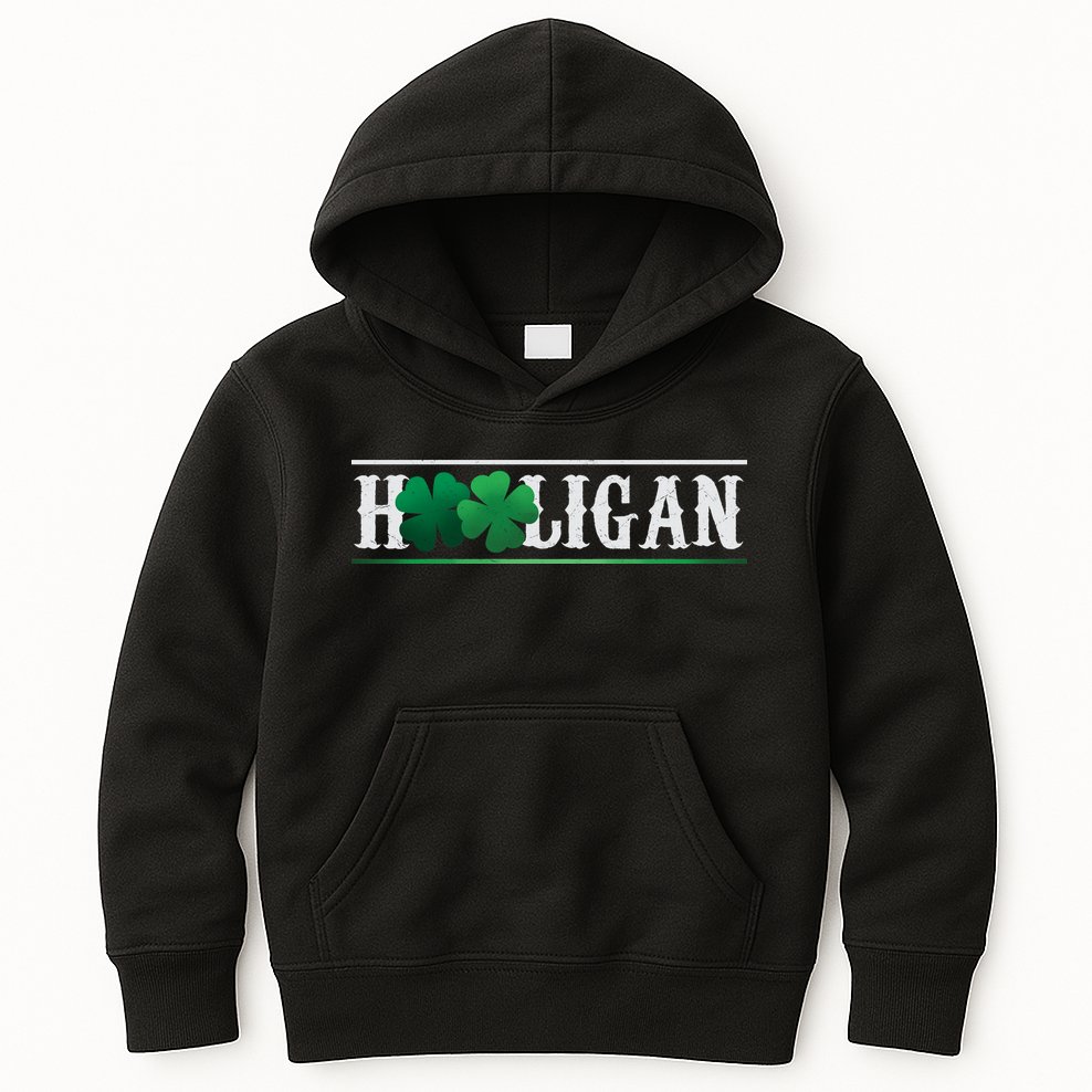 Hooligan Irish Clover St. Patrick's Day Kids Hoodie