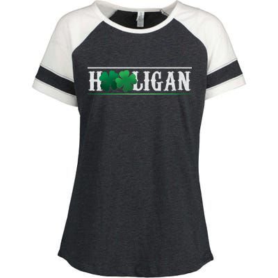 Hooligan Irish Clover St. Patrick's Day Enza Ladies Jersey Colorblock Tee