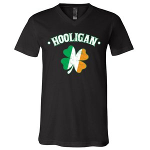 Hooligan Shamrock Ireland Flag V-Neck T-Shirt