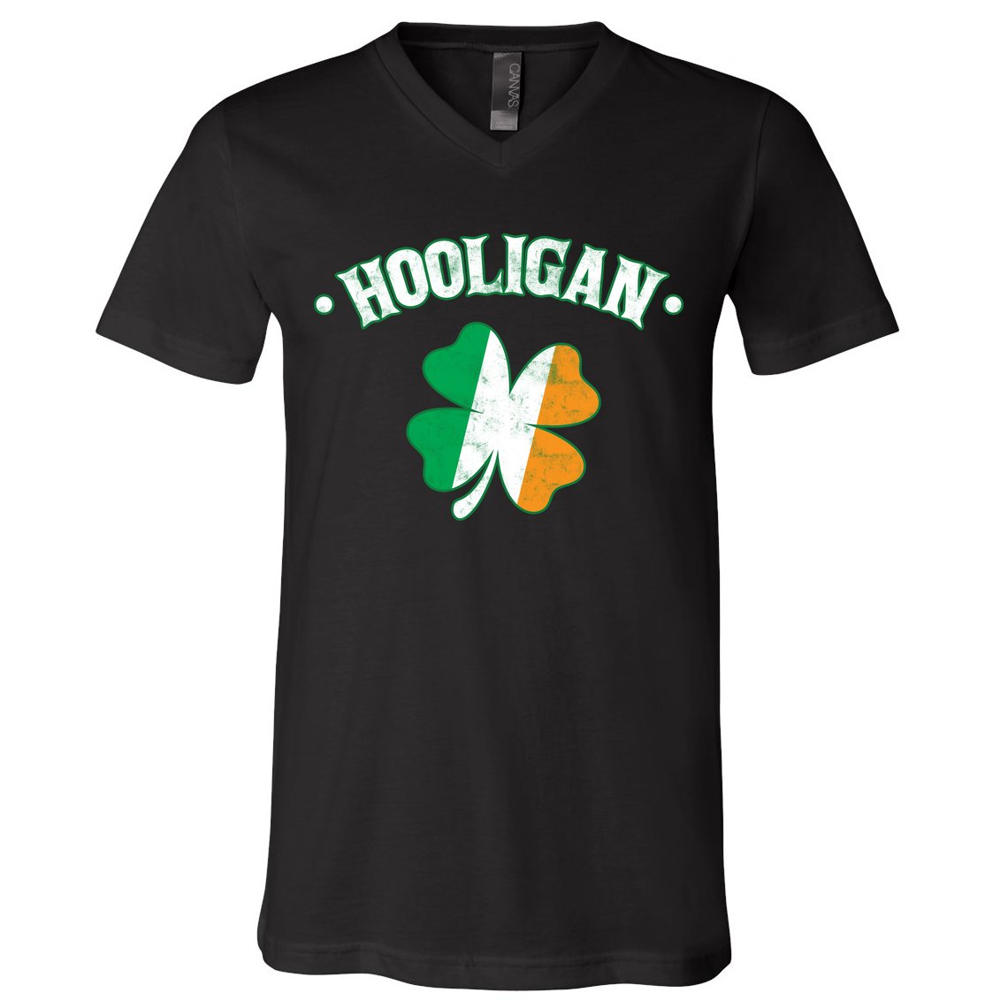 Hooligan Shamrock Ireland Flag V-Neck T-Shirt