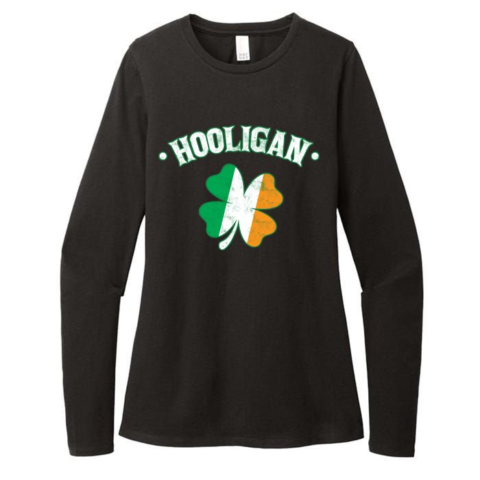 Hooligan Shamrock Ireland Flag Womens CVC Long Sleeve Shirt