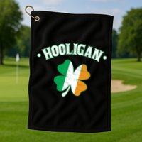 Hooligan Shamrock Ireland Flag Golf Towel