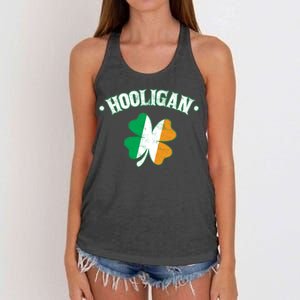 Hooligan Shamrock Ireland Flag Women's Knotted Racerback Tank