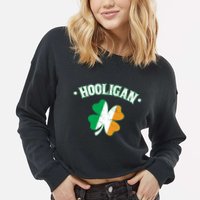 Hooligan Shamrock Ireland Flag Cropped Pullover Crew