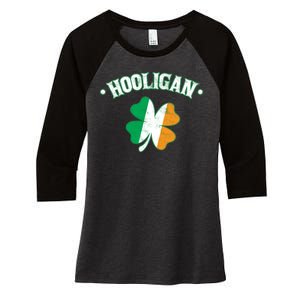 Hooligan Shamrock Ireland Flag Women's Tri-Blend 3/4-Sleeve Raglan Shirt