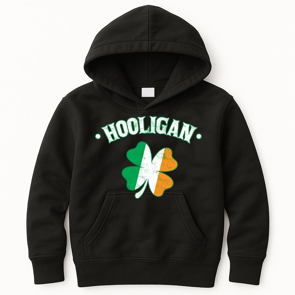 Hooligan Shamrock Ireland Flag Kids Hoodie