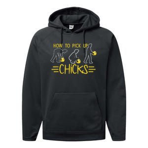 How O Pick Up Chicks Funny Cute Chicken Joke Lover Performance Fleece Hoodie