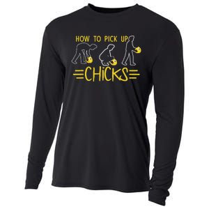 How O Pick Up Chicks Funny Cute Chicken Joke Lover Cooling Performance Long Sleeve Crew