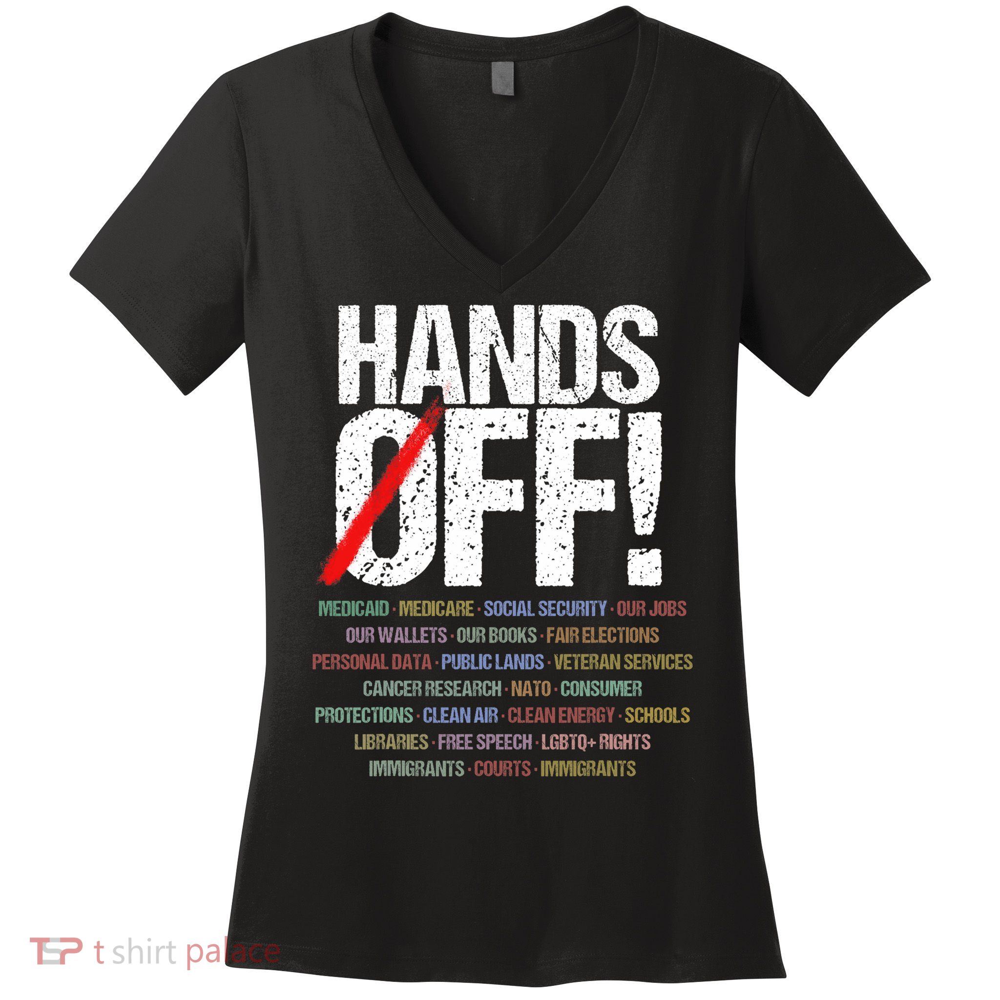 Hands Off Protest  Women's V-Neck T-Shirt