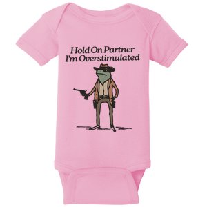 Hold On Partner IM Overstimulated Cowboy Frog Baby Bodysuit