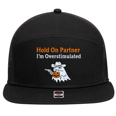 Hold On Partner IM Overstimulated Halloween Cow Frog 7 Panel Mesh Trucker Snapback Hat