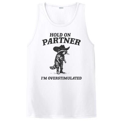 Hold On Partner IM Overstimulated Cowboy Raccoon Vintage PosiCharge Competitor Tank