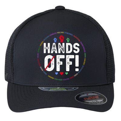Hands Off Protest Social Security And Medicare Protest  Flexfit Unipanel Trucker Cap
