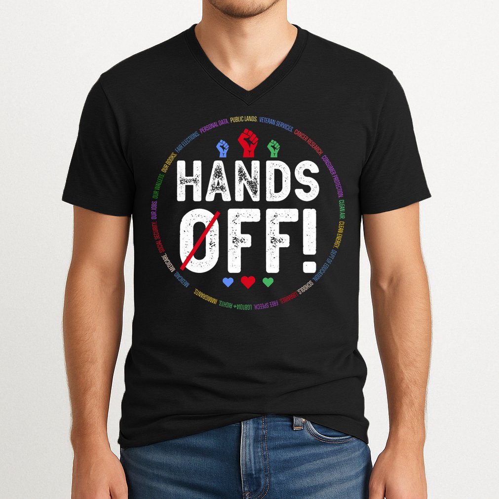 Hands Off Protest Social Security And Medicare Protest  V-Neck T-Shirt