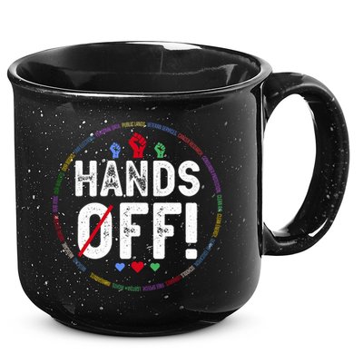 Hands Off Protest Social Security And Medicare Protest  15oz Campfire Ceramic Mug