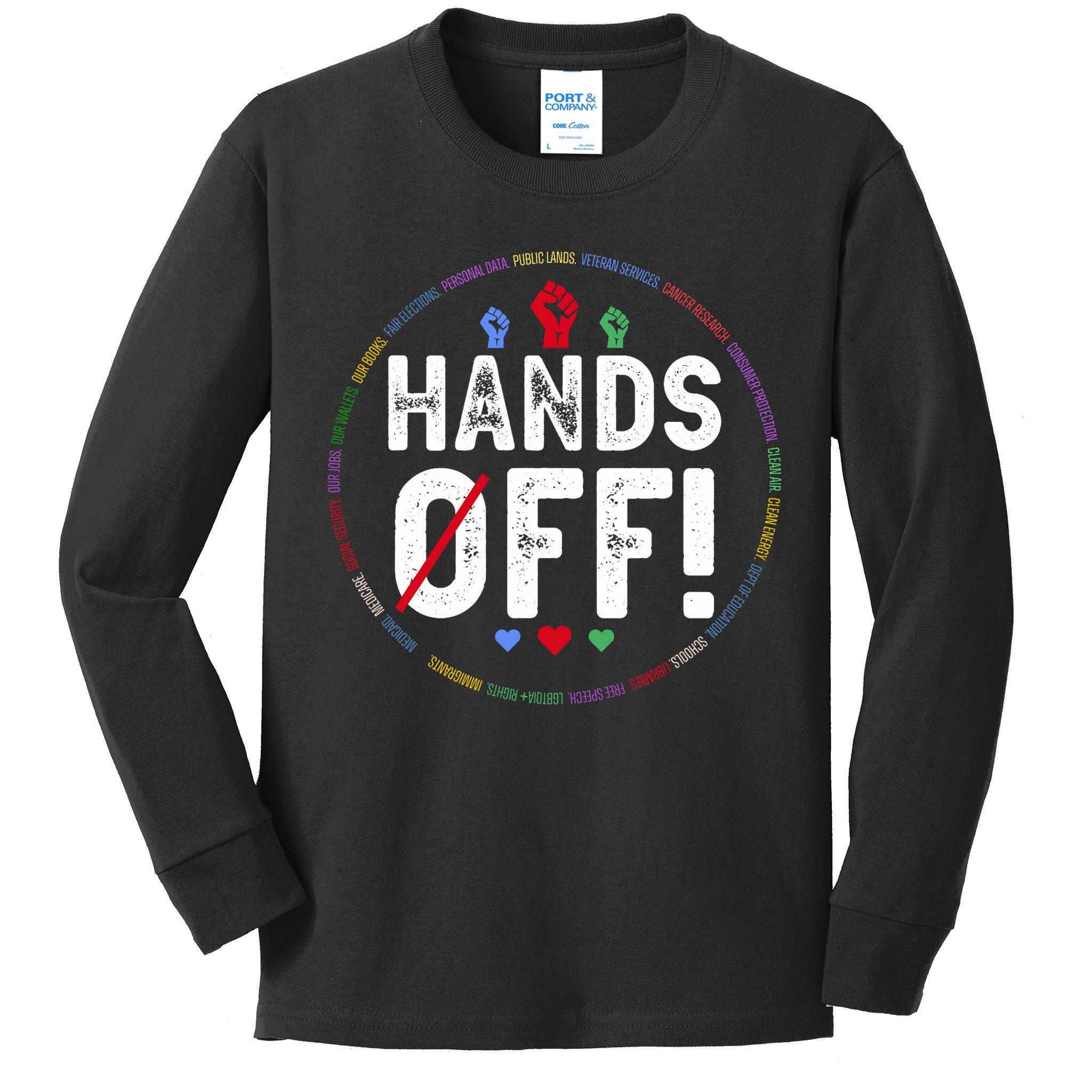 Hands Off Protest Social Security And Medicare Protest  Kids Long Sleeve Shirt