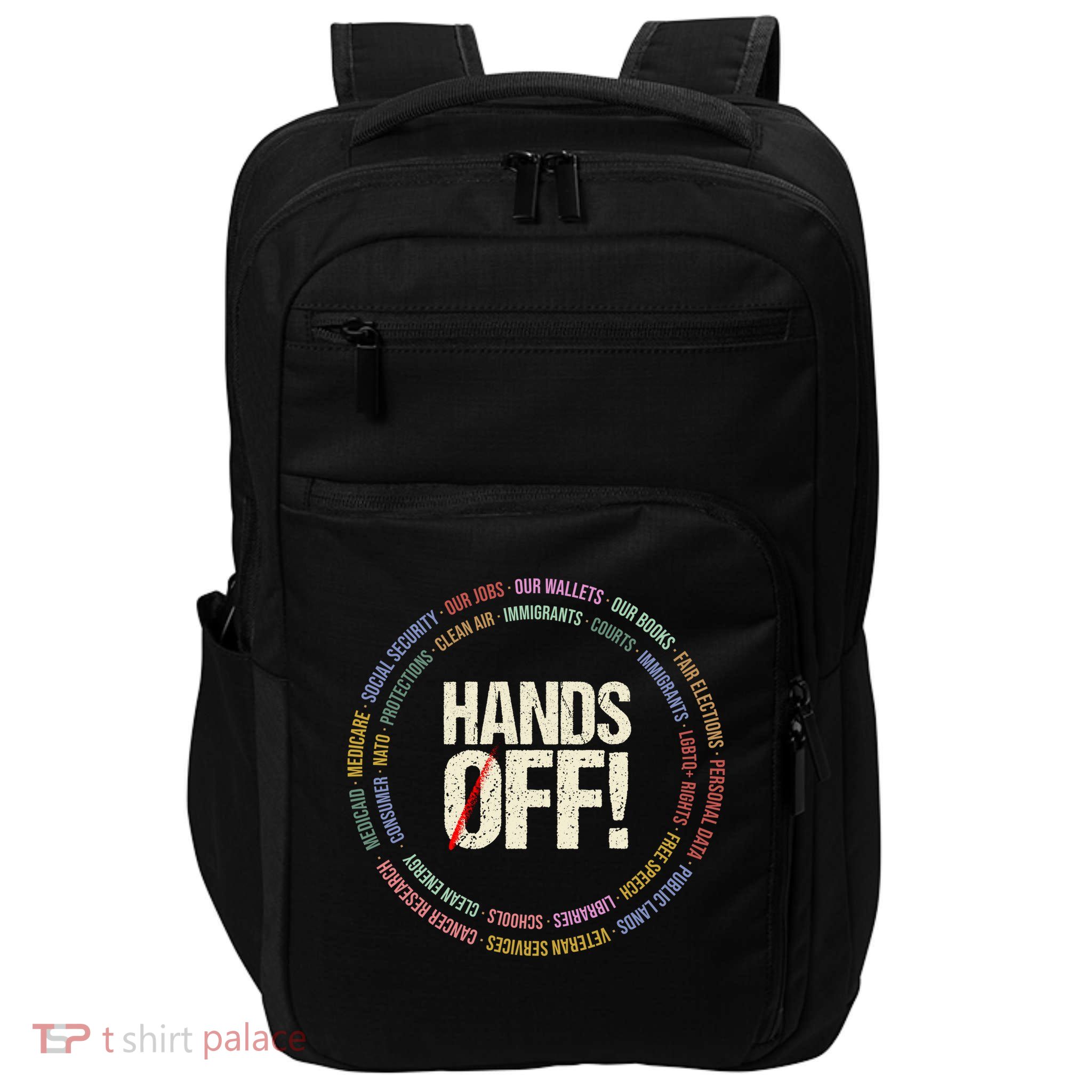 Hands Off Protest Social Security And Medicare Protest Impact Tech Backpack
