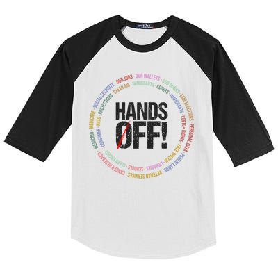 Hands Off Protest Social Security And Medicare Protest Kids Colorblock Raglan Jersey