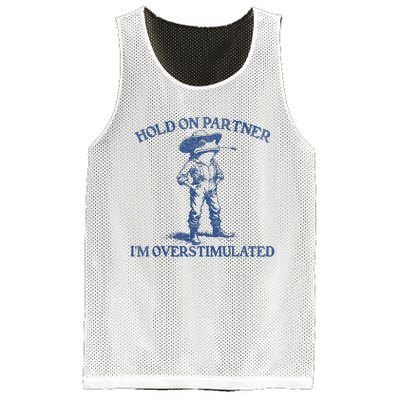 Hold On Partner IM Overstimulated Cowboy Frog Vintage Mesh Reversible Basketball Jersey Tank