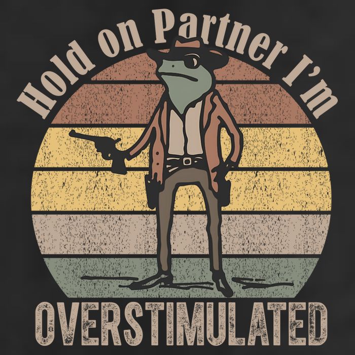 Hold On Partner Im Overstimulated Cowboy Frog 7 Panel Mesh Trucker Snapback Hat