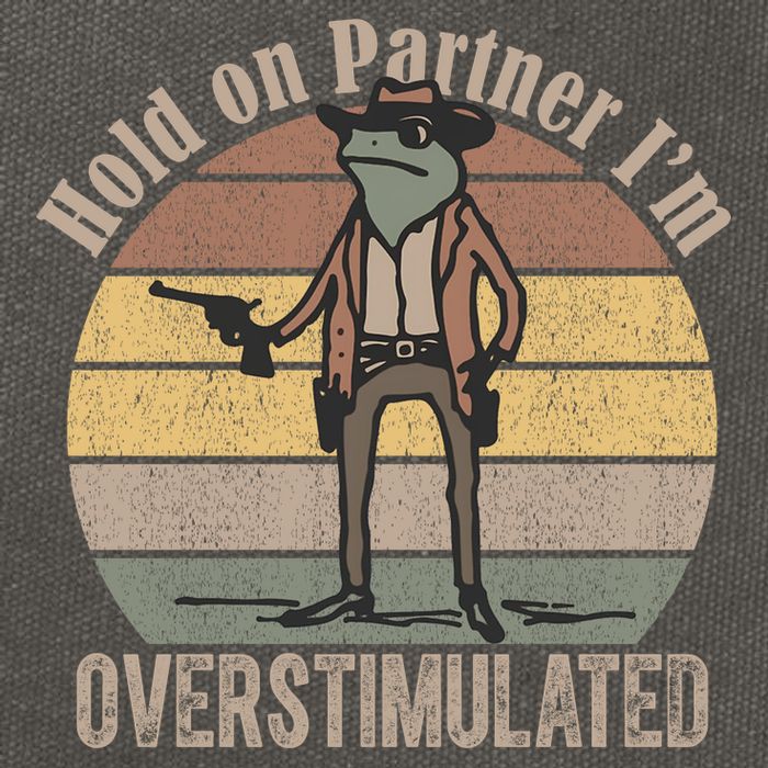 Hold On Partner Im Overstimulated Cowboy Frog Cotton Canvas Backpack