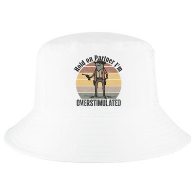 Hold On Partner Im Overstimulated Cowboy Frog Cool Comfort Performance Bucket Hat