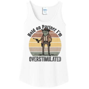 Hold On Partner Im Overstimulated Cowboy Frog Ladies Essential Tank