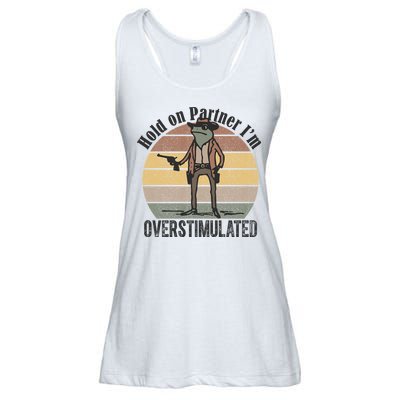 Hold On Partner Im Overstimulated Cowboy Frog Ladies Essential Flowy Tank