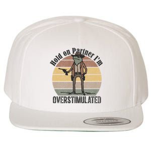 Hold On Partner Im Overstimulated Cowboy Frog Wool Snapback Cap