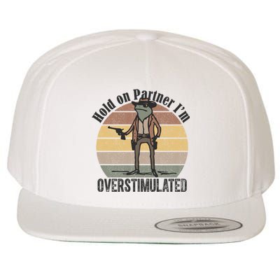 Hold On Partner Im Overstimulated Cowboy Frog Wool Snapback Cap