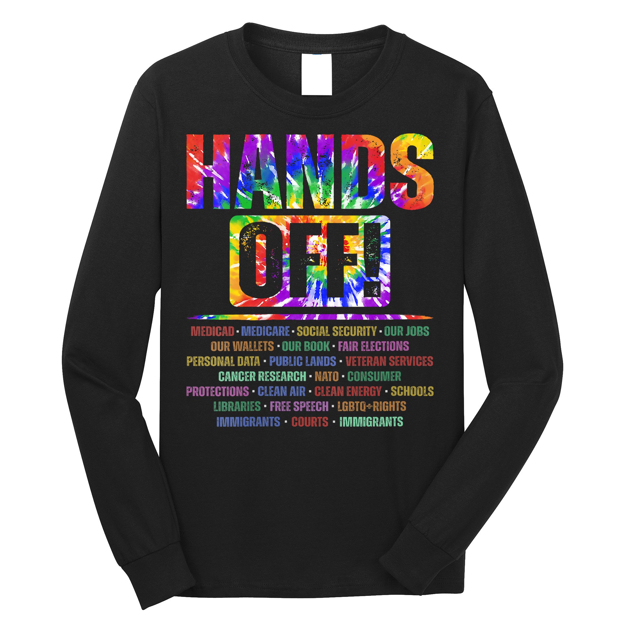  Hands Off Protest Social Security And Medicare Protest V-Neck Long Sleeve Shirt