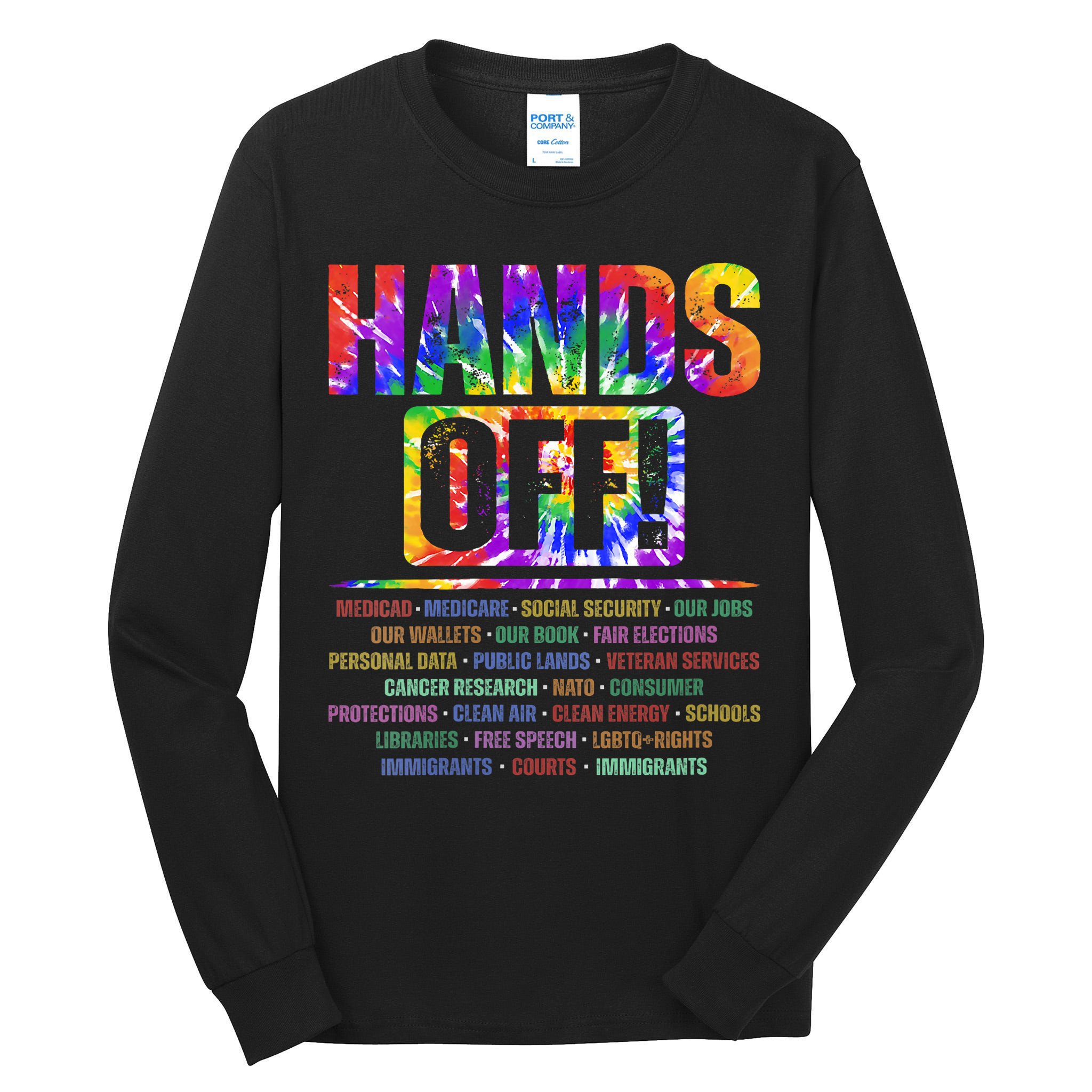  Hands Off Protest Social Security And Medicare Protest V-Neck Tall Long Sleeve T-Shirt