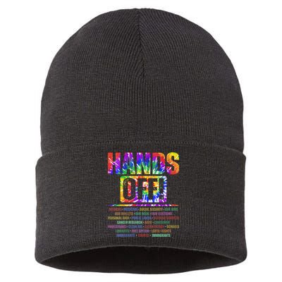  Hands Off Protest Social Security And Medicare Protest V-Neck Sustainable Knit Beanie