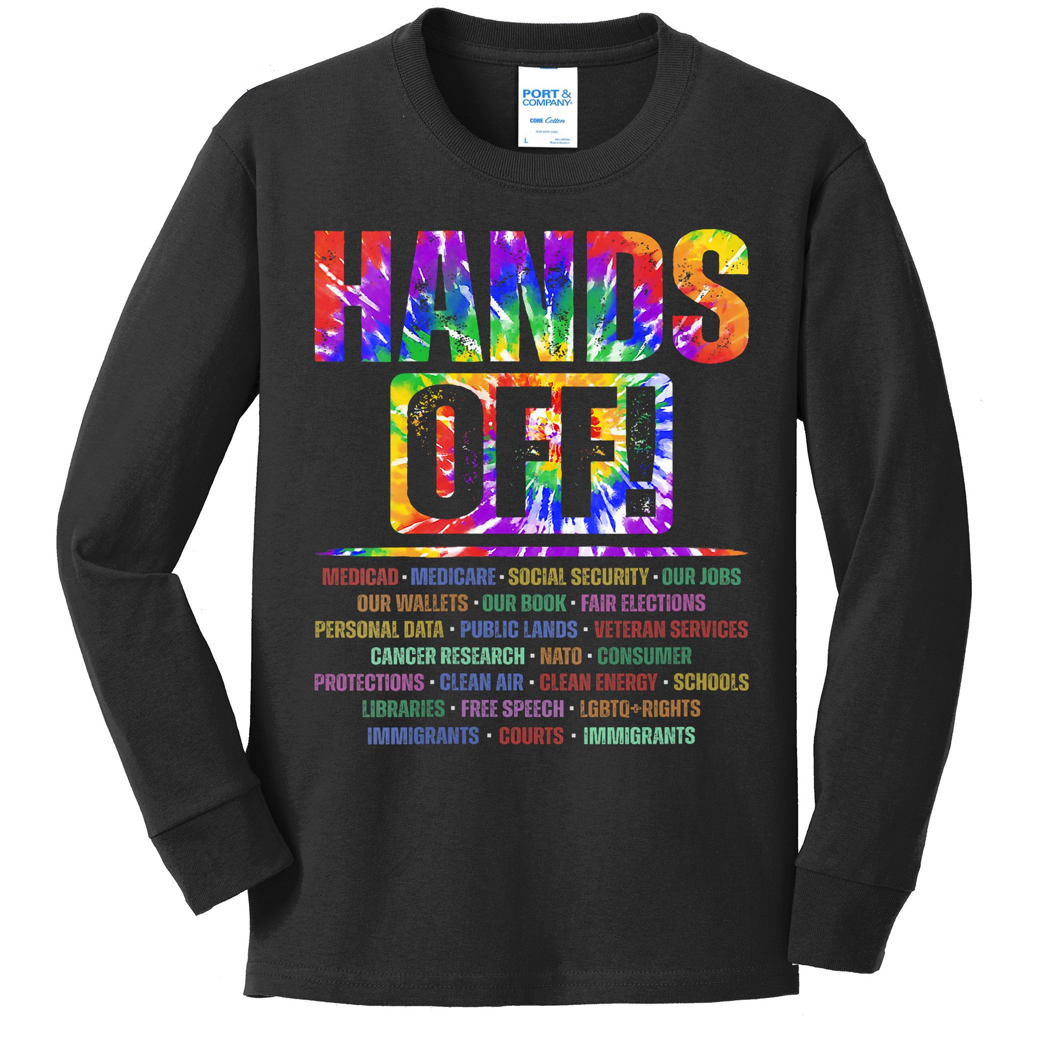  Hands Off Protest Social Security And Medicare Protest V-Neck Kids Long Sleeve Shirt