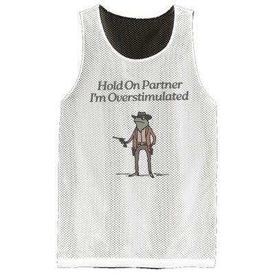 Hold On Partner IM Overstimulated Cowboy Frog Vintage Mesh Reversible Basketball Jersey Tank