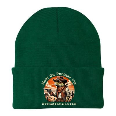 Hold On Partner IM Overstimulated Cowboy Frog Vintage Knit Cap Winter Beanie