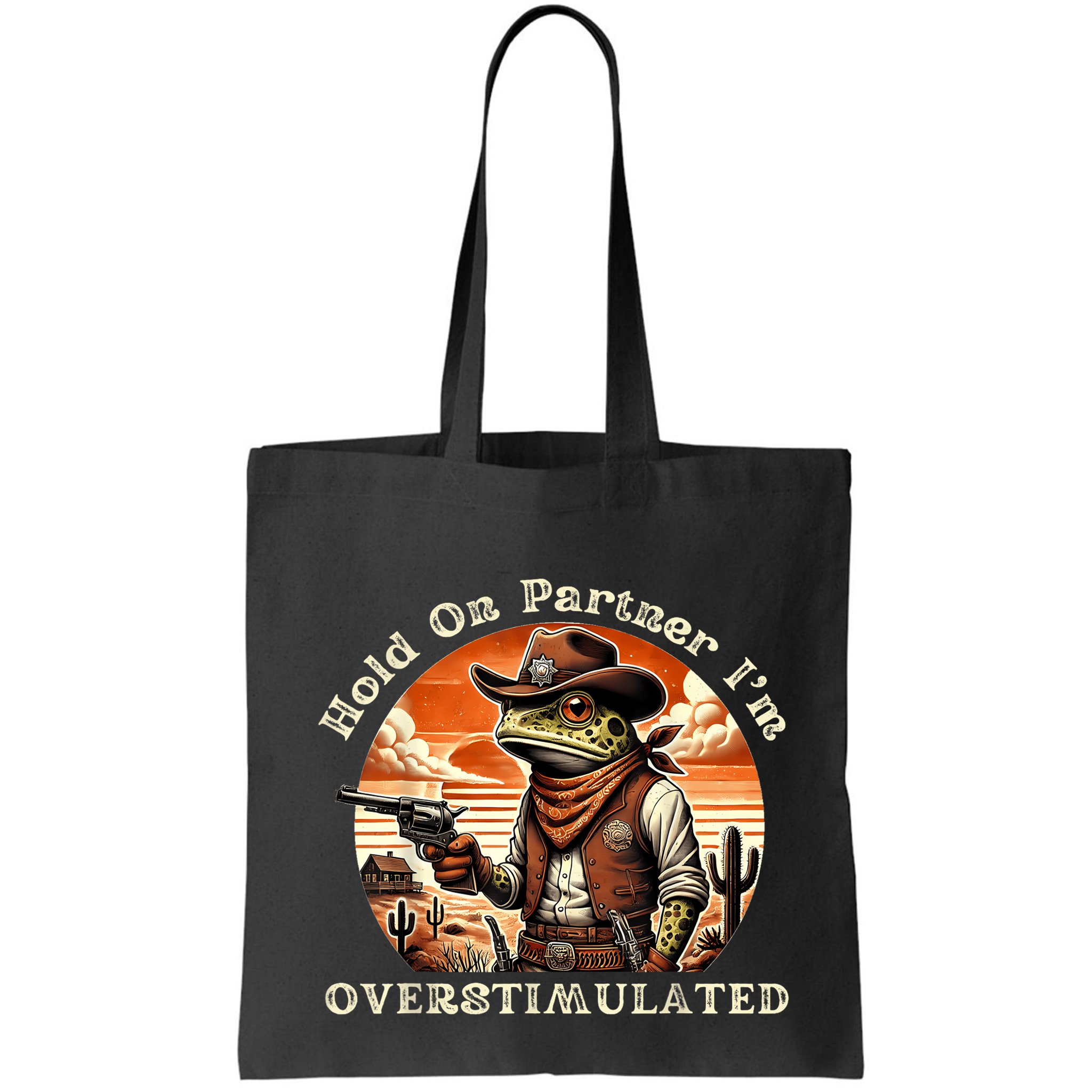 Hold On Partner IM Overstimulated Cowboy Frog Vintage Bag