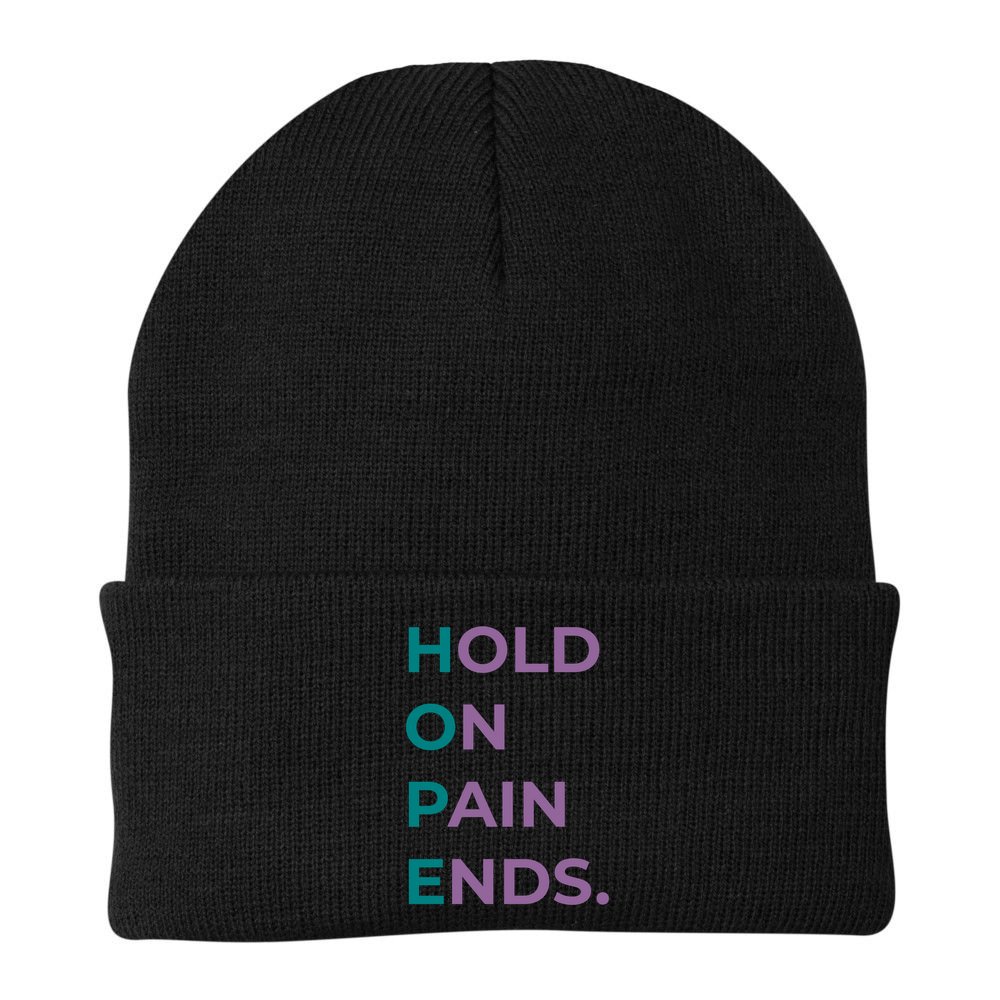 Hold On Pain Ends Hope Suicide Awareness Survivor Gift Beanie
