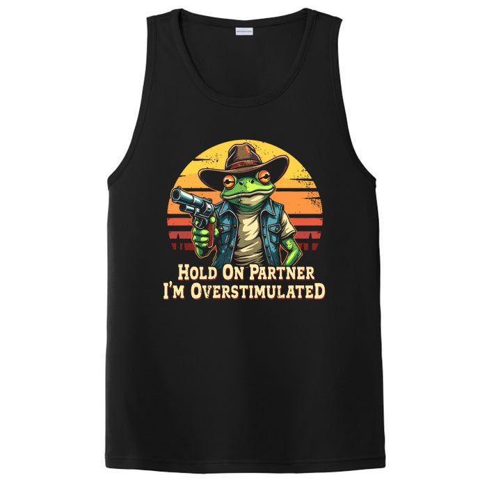 Hold On Partner IM Overstimulated Cowboy Frog Vintage PosiCharge Competitor Tank