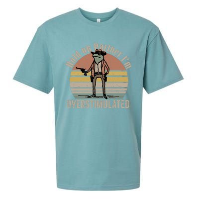 Hold On Partner IM Overstimulated Cowboy Frog Vintage Sueded Cloud Jersey T-Shirt