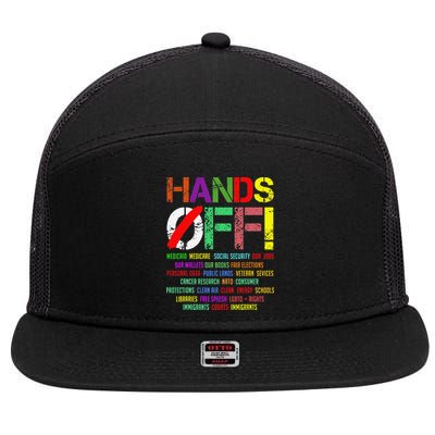 Hands Off Protest Gift 7 Panel Mesh Trucker Snapback Hat