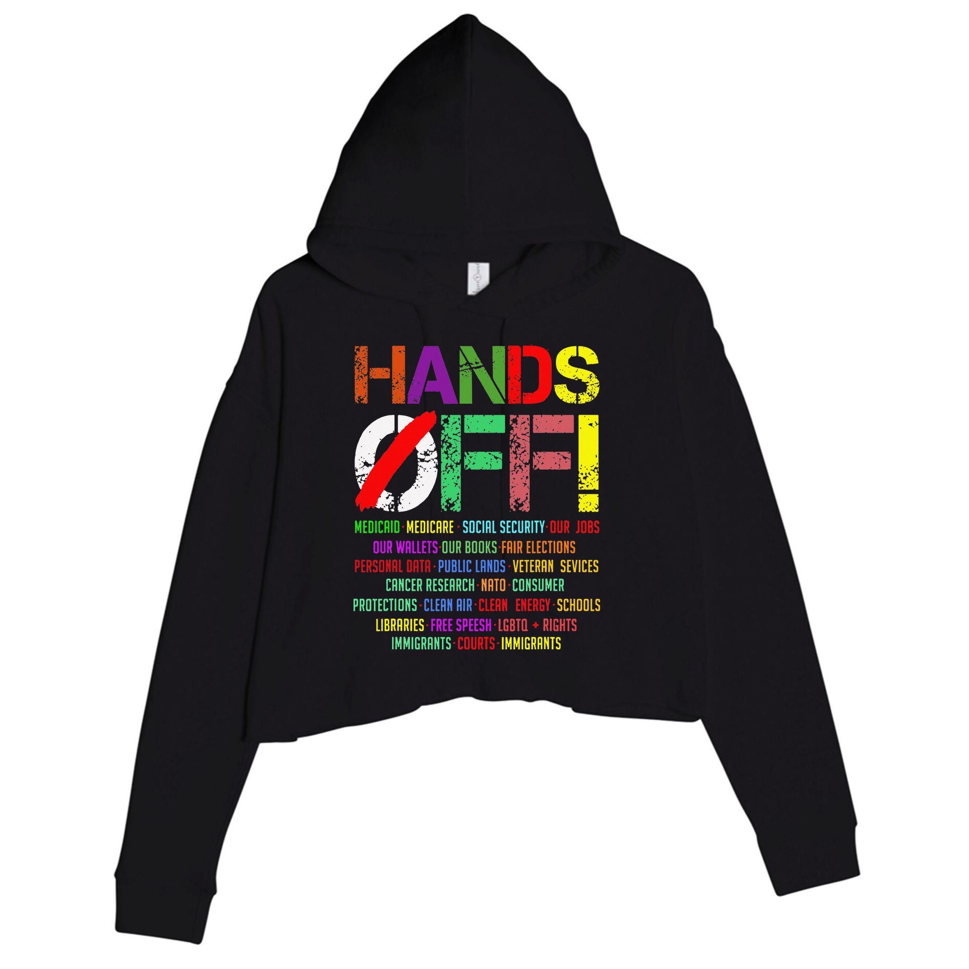 Hands Off Protest Gift Crop Fleece Hoodie
