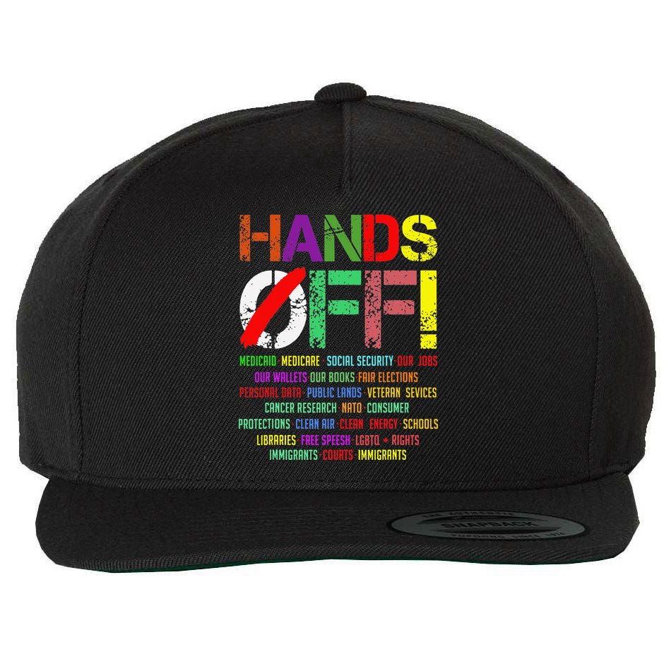 Hands Off Protest Gift Wool Snapback Cap