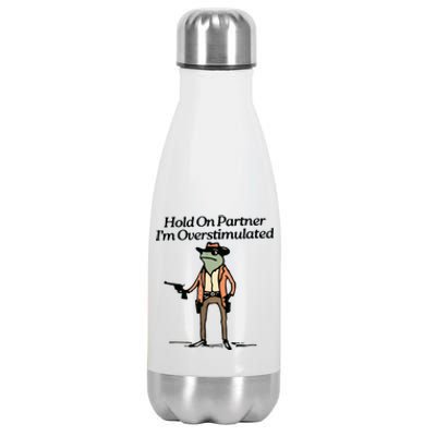 Hold On Partner IM Overstimulated Cowboy Frog Vintage Stainless Steel Insulated Water Bottle