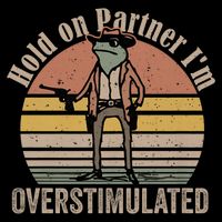Hold On Partner I'm Overstimulated Cowboy Frog Vintage Toddler Hoodie