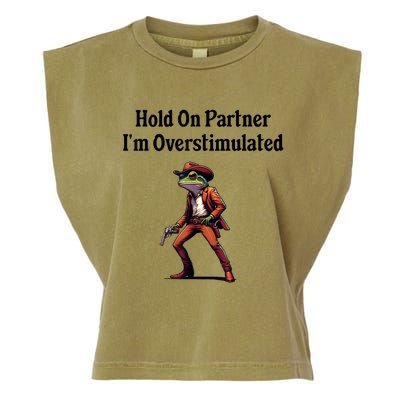 Hold On Partner IM Overstimulated Cowboy Frog Vintage Garment-Dyed Women's Muscle Tee